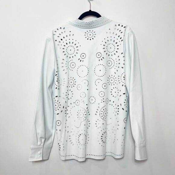 BB Dakota White Eyelet Faux Leather Button-Front Jacket XL - Picture 7 of 13